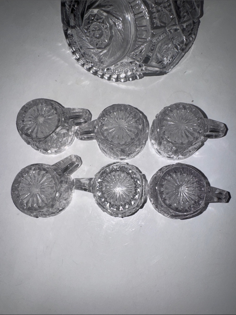Miniature Punch Bowl Set Clear Pressed Glass EAPG Style Glassware - Picture 6 of 8